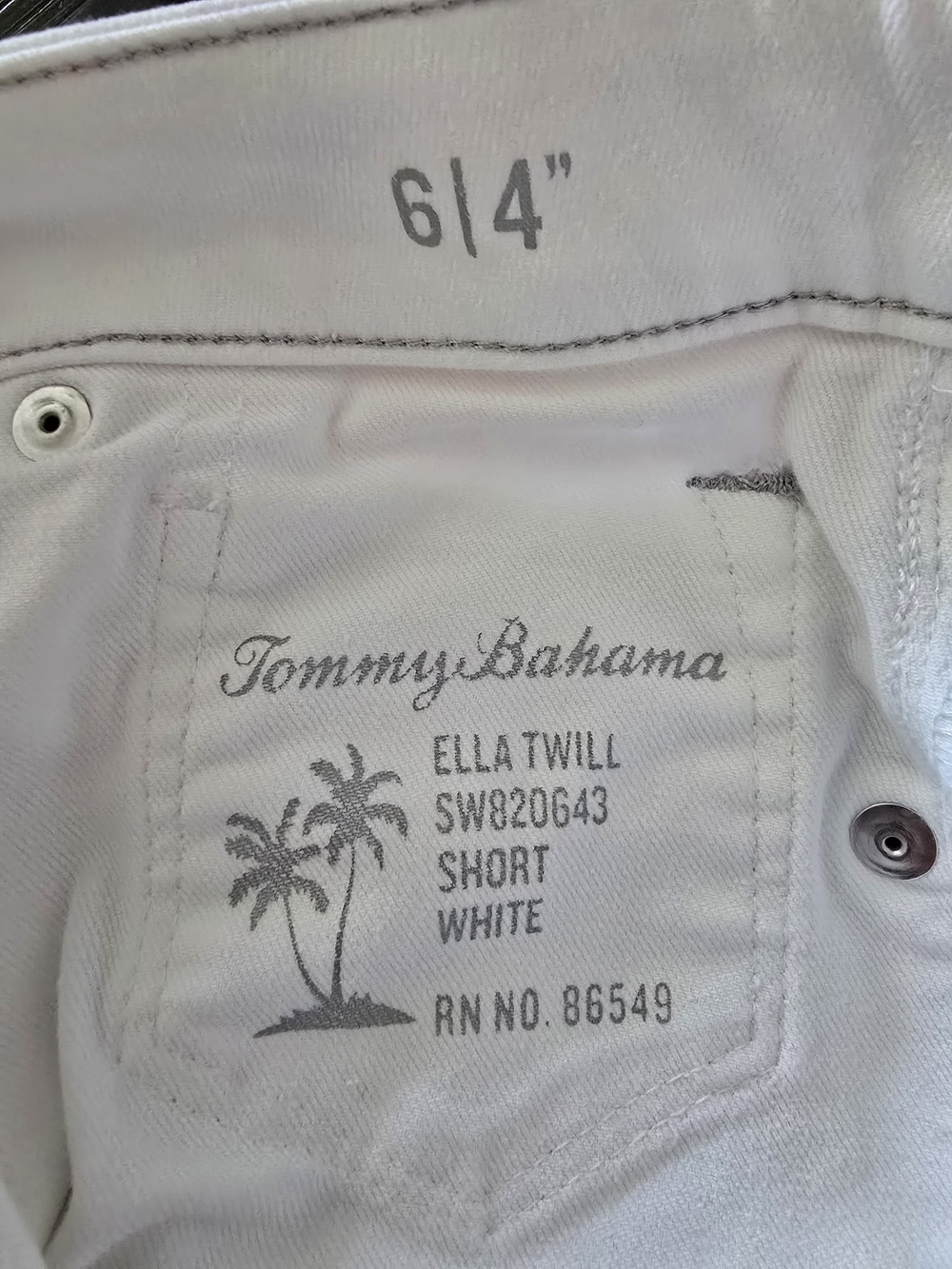 Tommy Bahama Women's Ella Twill Denim White Stretch Shorts 6 Frayed Hem - Picture 8 of 9